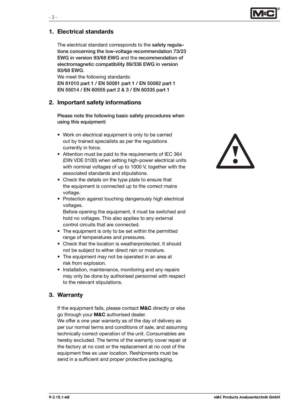 M&C TechGroup PMA 100-L Operator's manual User Manual | Page 3 / 30
