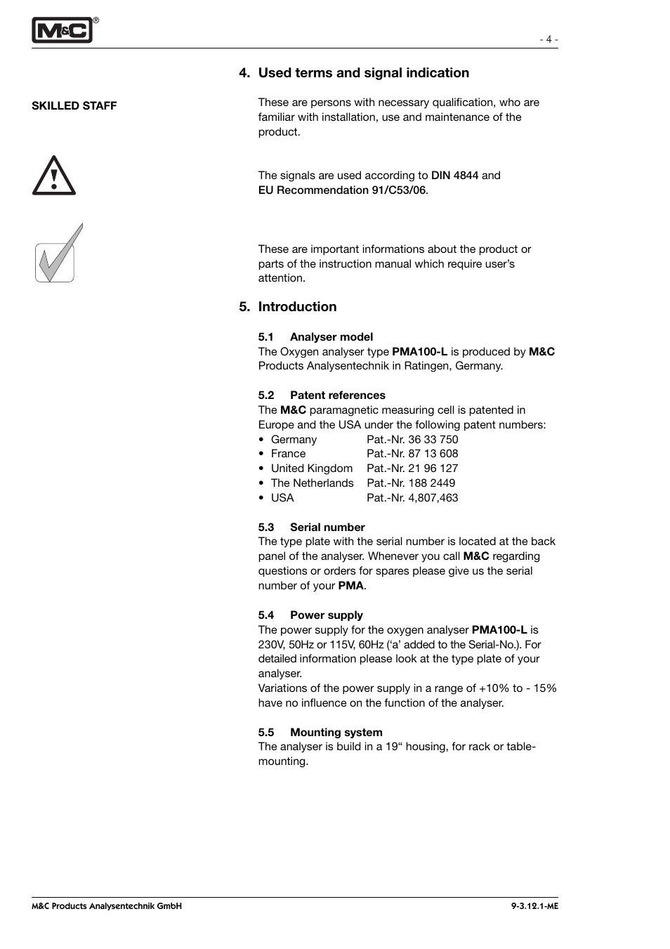 M&C TechGroup PMA 100-L Operator's manual User Manual | Page 4 / 30