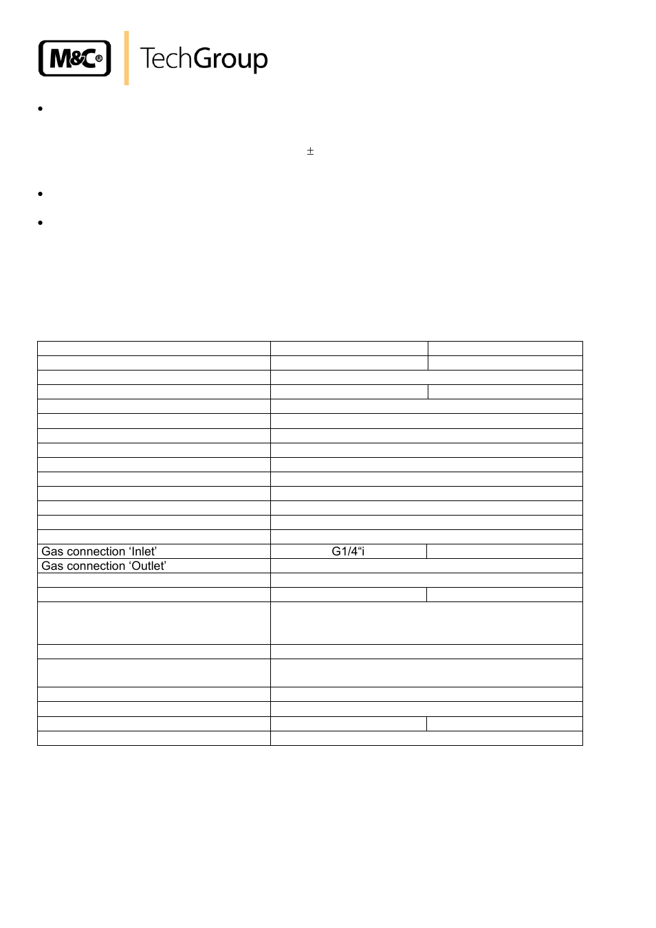 Technical data | M&C TechGroup BA-P4 Operator's manual User Manual | Page 10 / 28