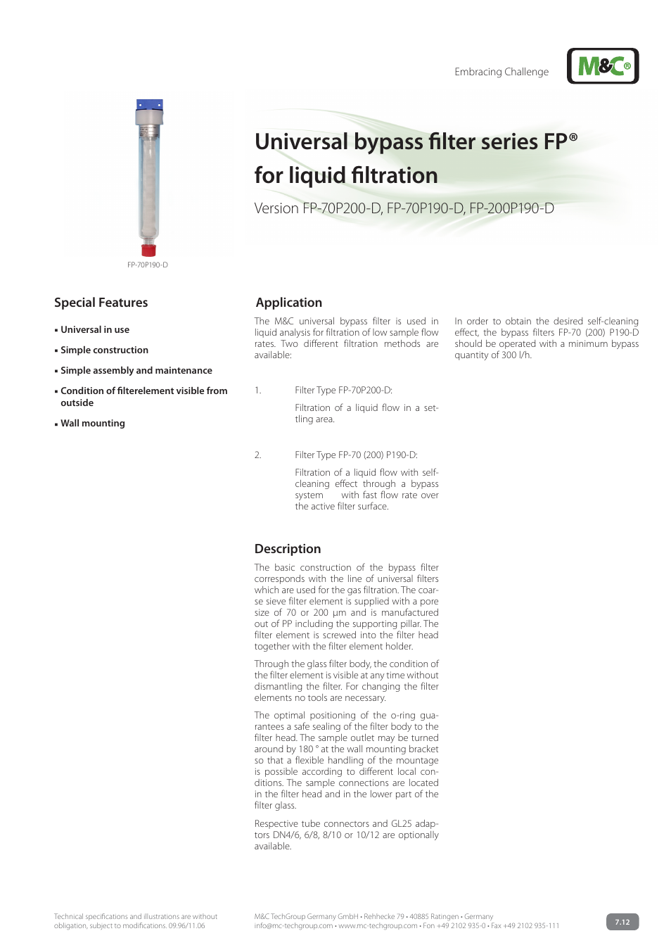 M&C TechGroup FP-200P190-D Data sheet User Manual | 2 pages