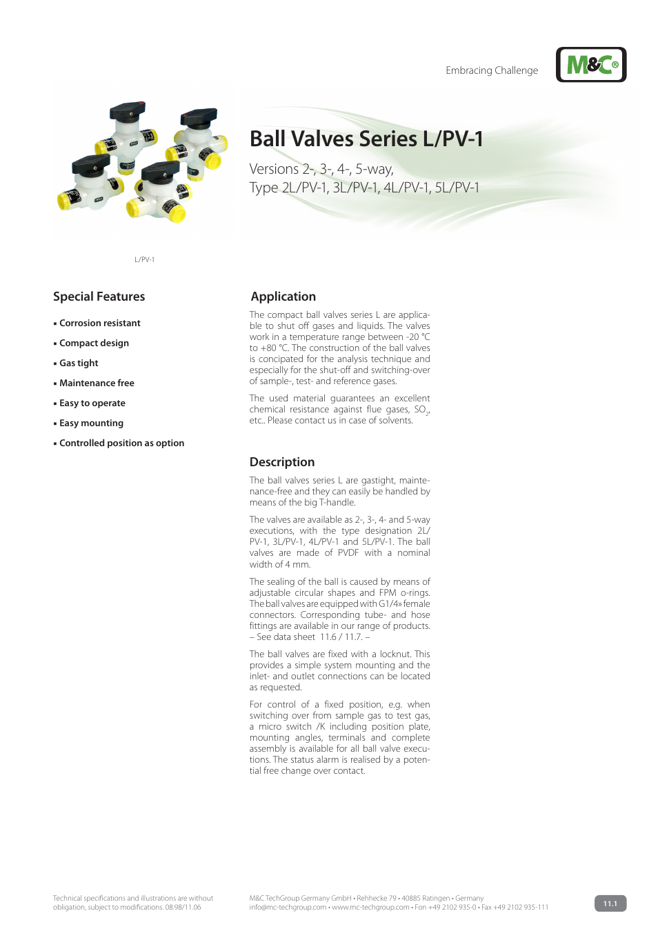 M&C TechGroup L_PV-1 Series Data sheet User Manual | 3 pages