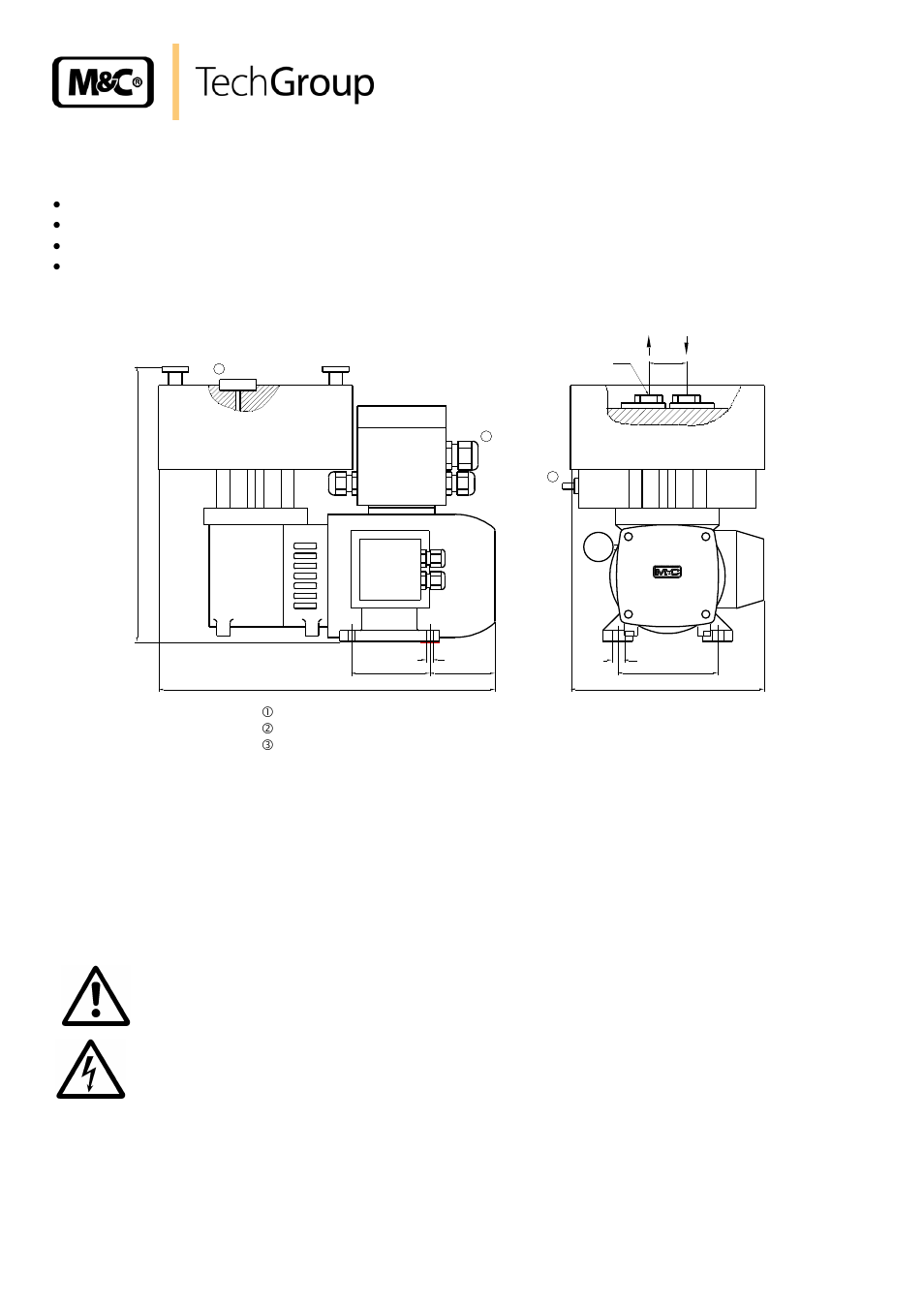 Mechanical, Electrical, Figure 2 | Dimensions [mm] mp26-h1, 1 mechanical, 2 electrical | M&C TechGroup MP26-H1 Operator's manual User Manual | Page 10 / 18