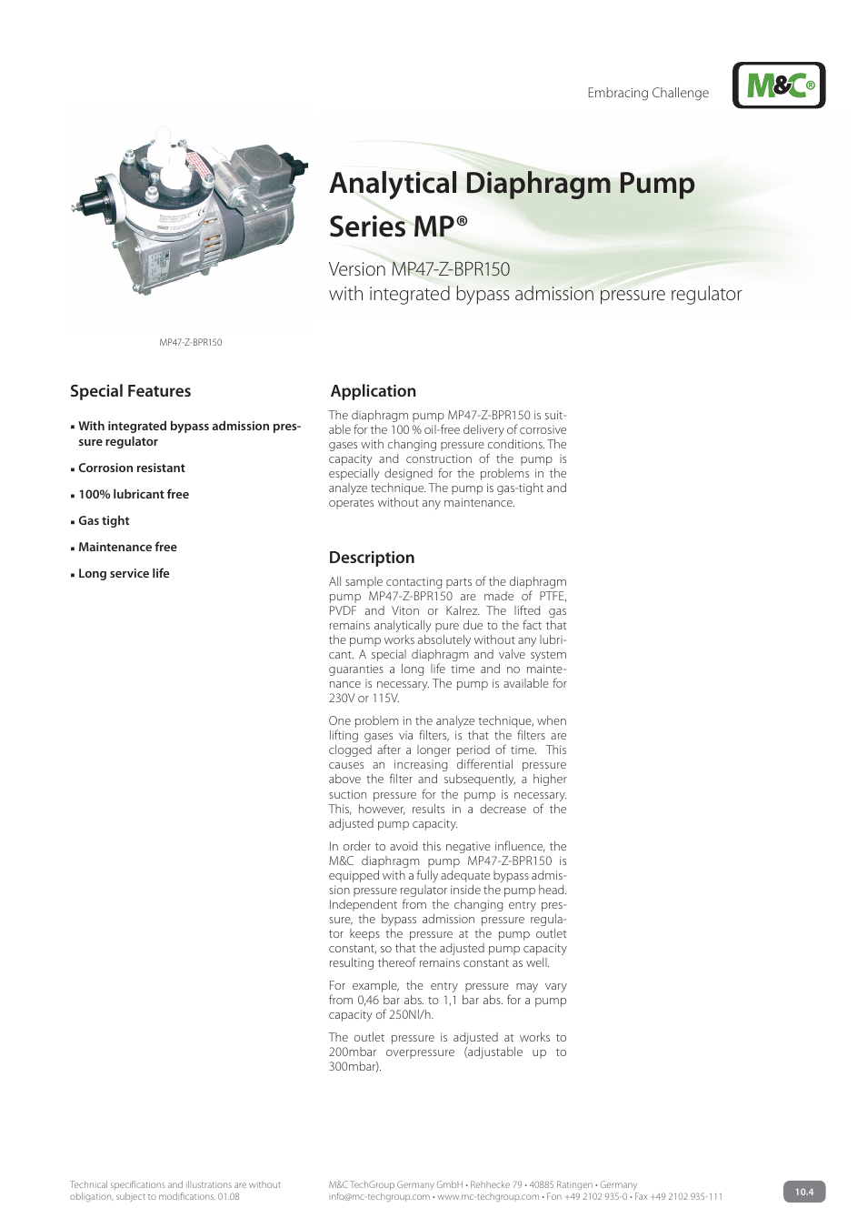 M&C TechGroup MP47-Z-BPR150 Data sheet User Manual | 2 pages