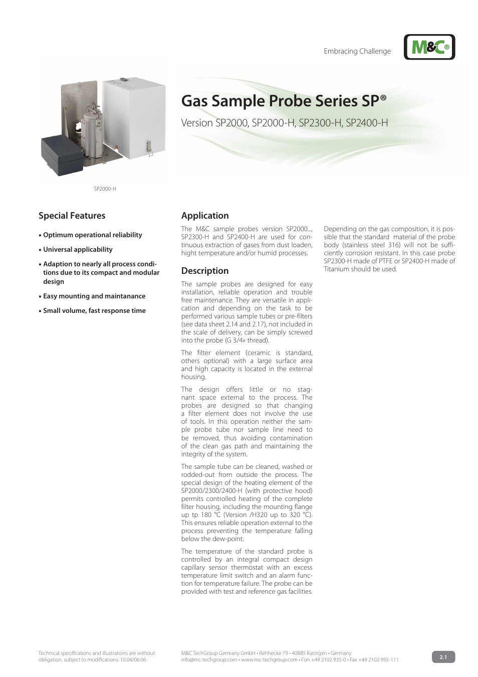 M&C TechGroup SP2400-H Data sheet User Manual | 4 pages