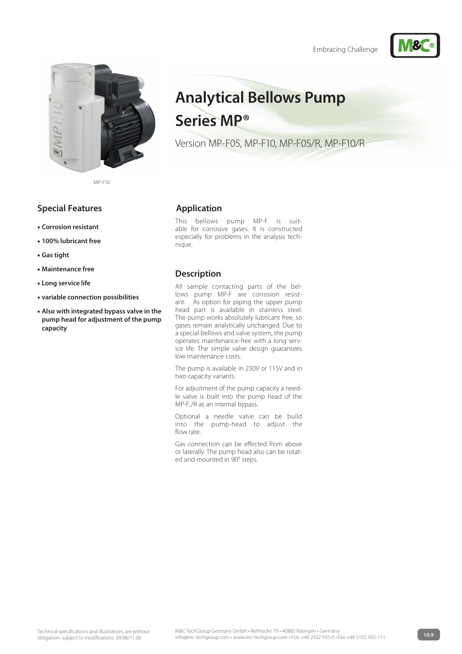 M&C TechGroup MP-F10_R Data sheet User Manual | 3 pages