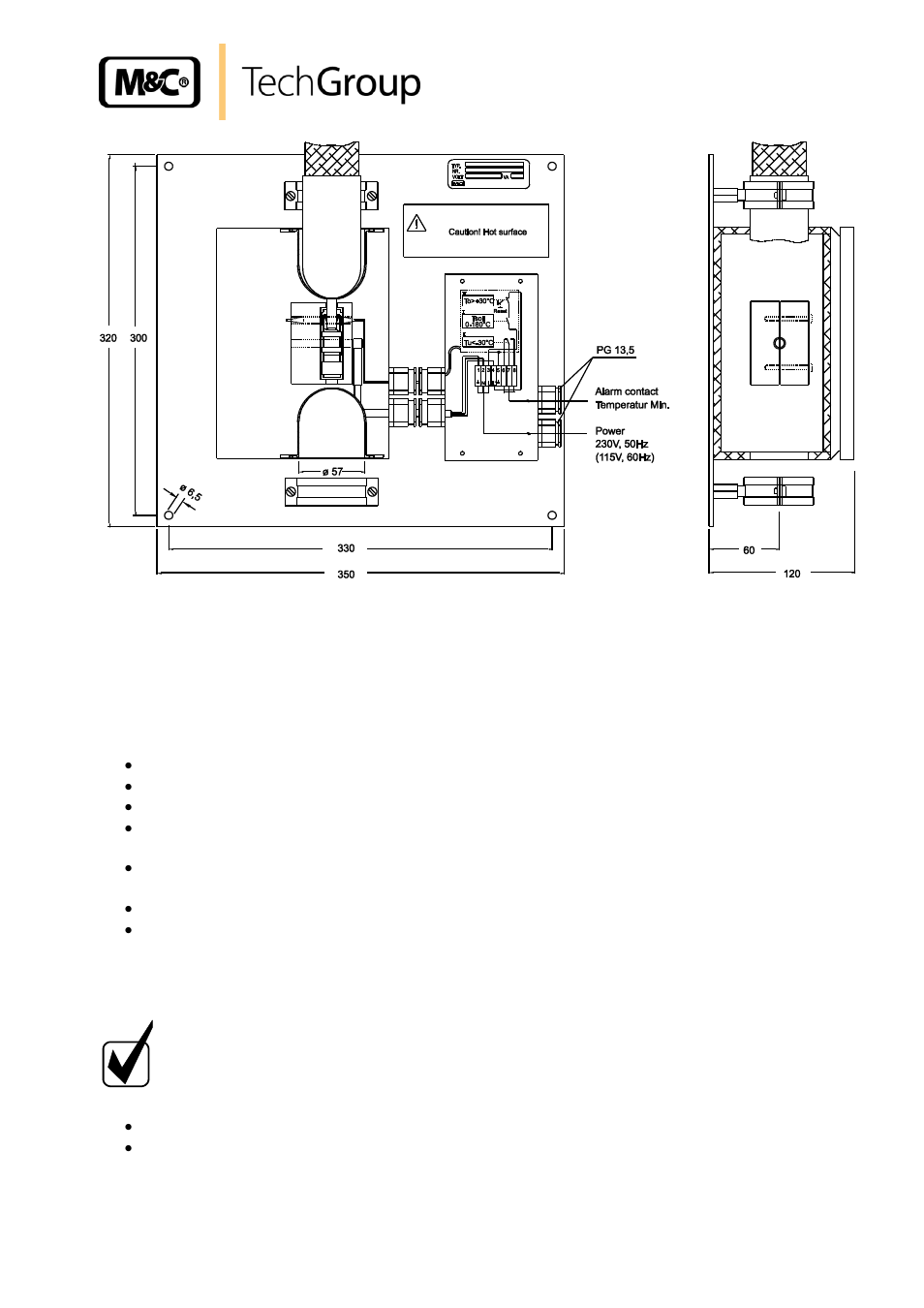 Mounting, Figure 2, Heated connector | M&C TechGroup V..-H1 Series Operator's manual User Manual | Page 10 / 13