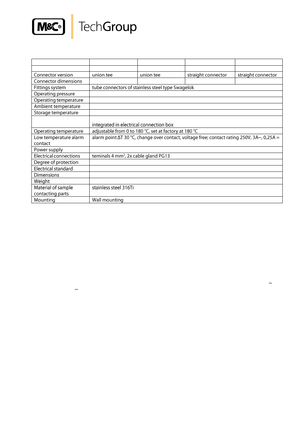 Technical data, Description | M&C TechGroup V..-H1 Series Operator's manual User Manual | Page 8 / 13