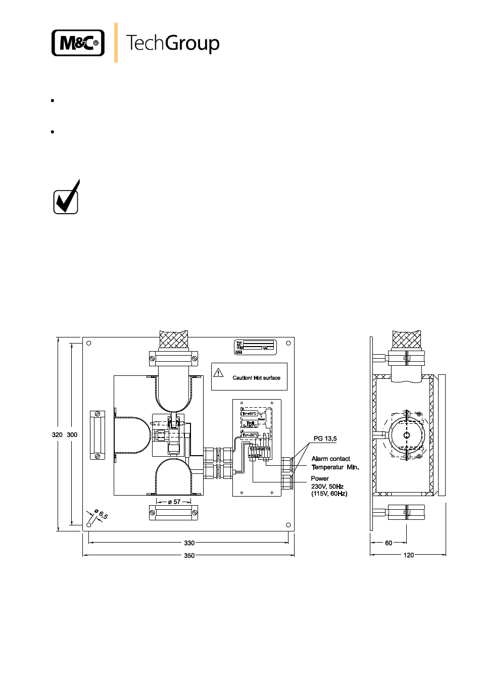 Reception and storage, Preparation and installation, Figure 1 | Heated t-connector | M&C TechGroup V..-H1 Series Operator's manual User Manual | Page 9 / 13