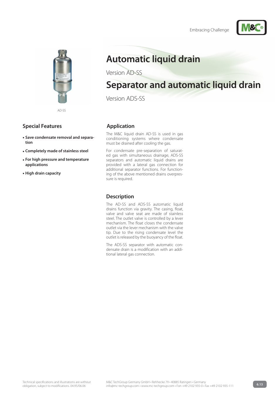 M&C TechGroup ADS-SS Data sheet User Manual | 2 pages