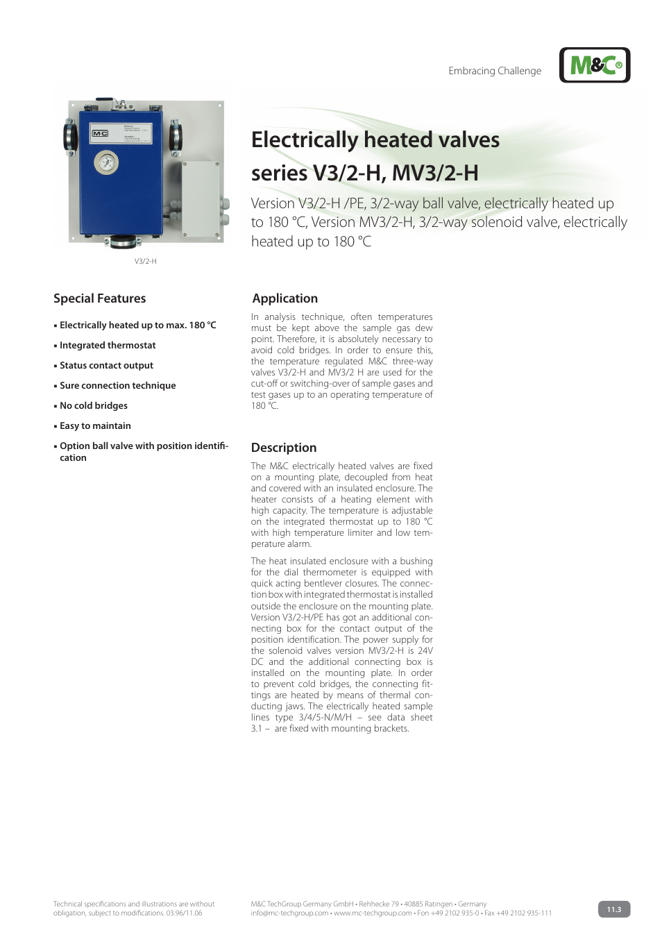 M&C TechGroup MV3_2-H Series Data sheet User Manual | 3 pages