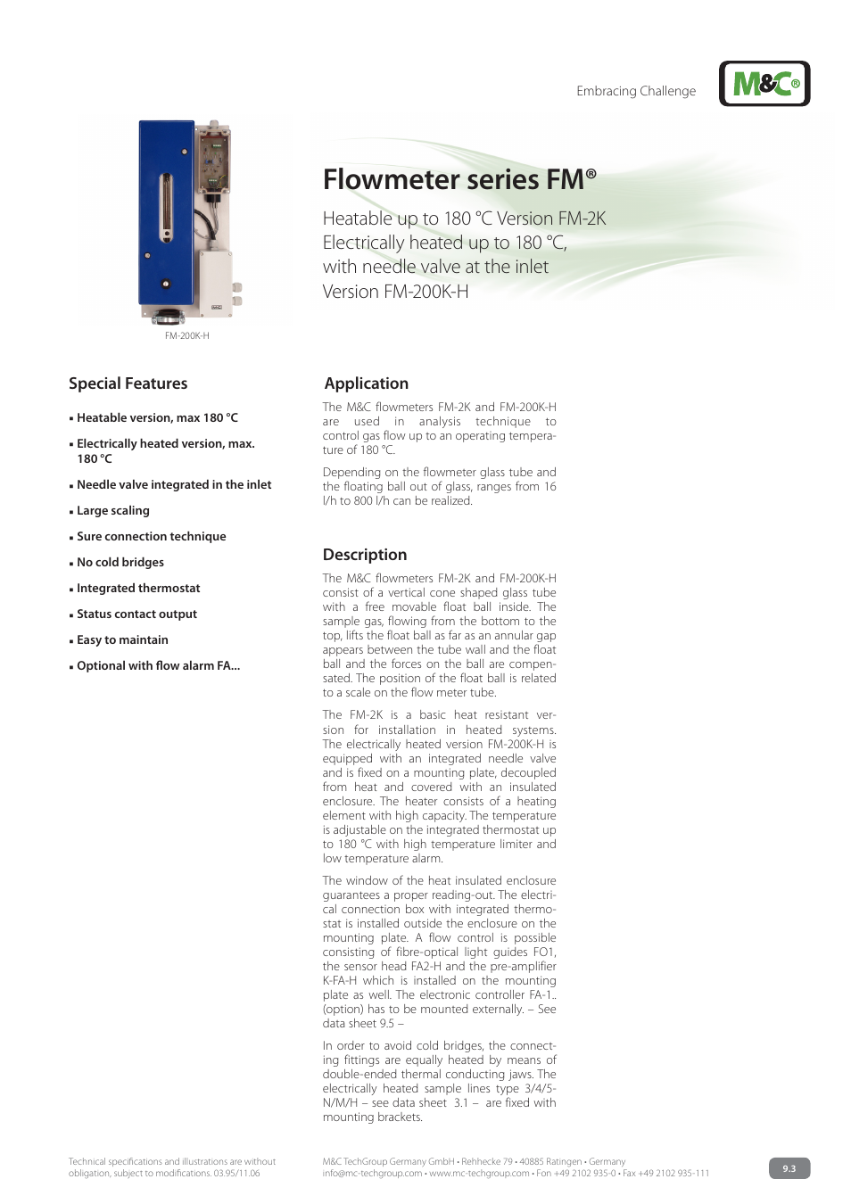 M&C TechGroup FM-200K-H Data sheet User Manual | 3 pages