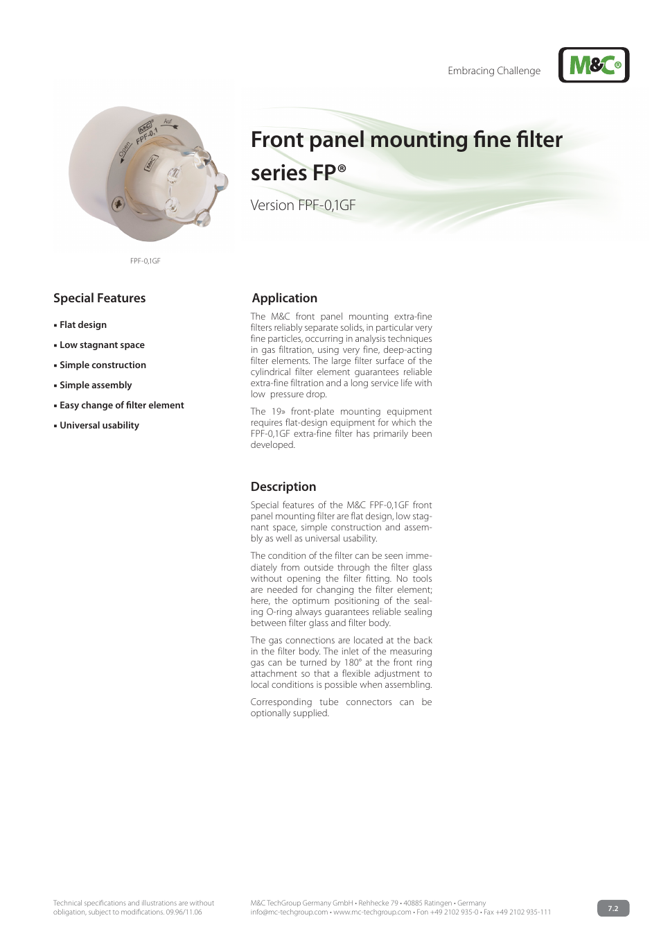 M&C TechGroup FPF-0,1GF Data sheet User Manual | 2 pages