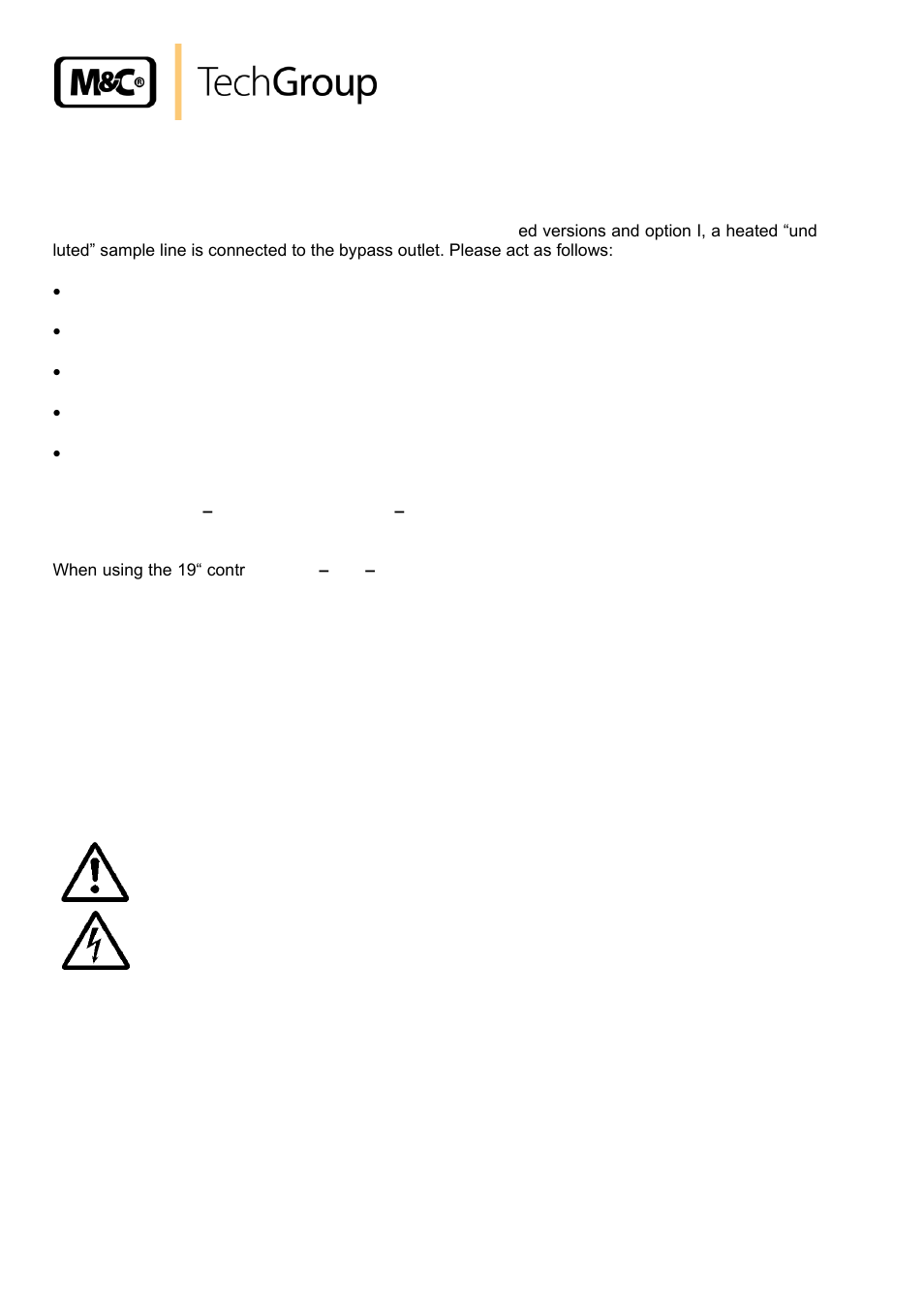 Connection of dilution gas or bypass gas, Connection of calibration gas, Electrical connection | M&C TechGroup DIL-1_(H) Operator's manual User Manual | Page 20 / 29