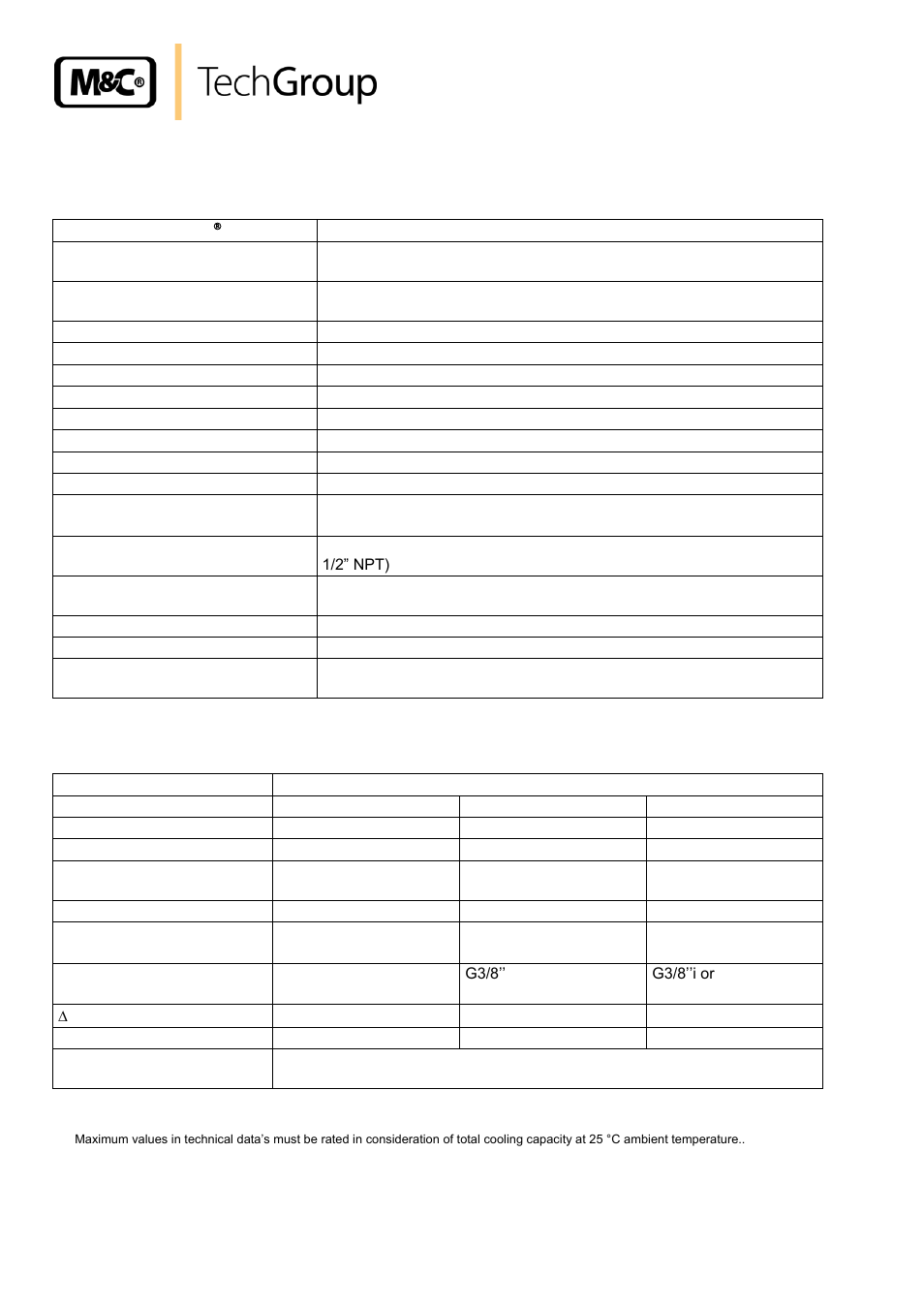 Technical data, For basic cooler ec-l without heat exchanger, Options for basic cooler ec-l | 2 options for basic cooler ec-l | M&C TechGroup EC-L Series Operator's manual User Manual | Page 8 / 21