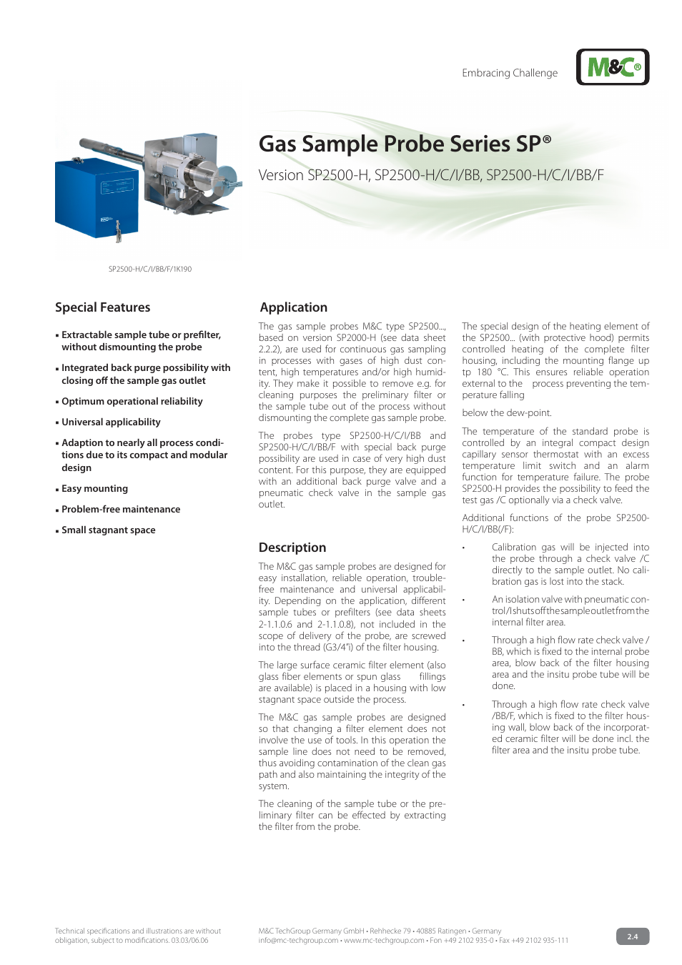 M&C TechGroup SP2500-H_C_I_BB_F Data sheet User Manual | 4 pages