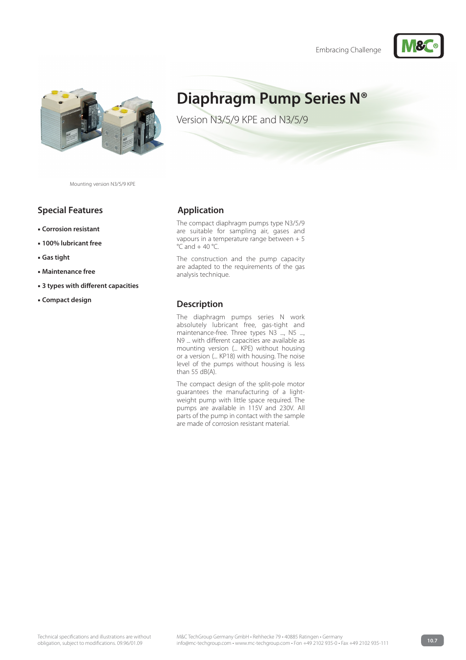M&C TechGroup N3_5_9 Data sheet User Manual | 3 pages