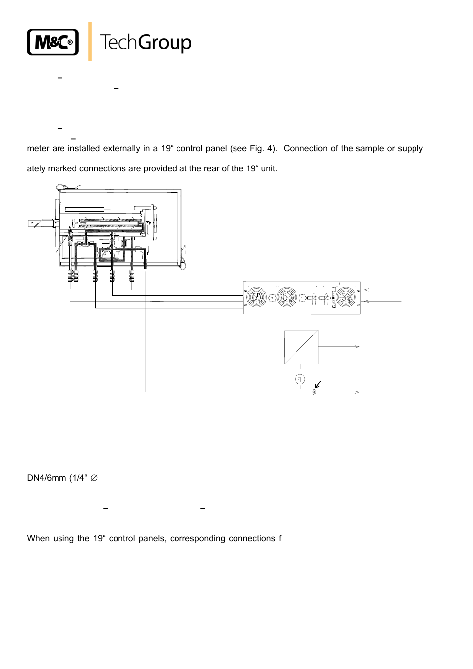 Connection of supply tubes for dilution bypass gas, Figure 8, Sp2000h/dil/b with control panel dil/s1 | M&C TechGroup SP2000H_DIL_BR Operator's manual User Manual | Page 18 / 35