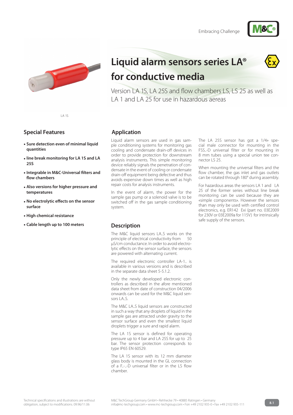 M&C TechGroup LA 25 Data sheet User Manual | 2 pages