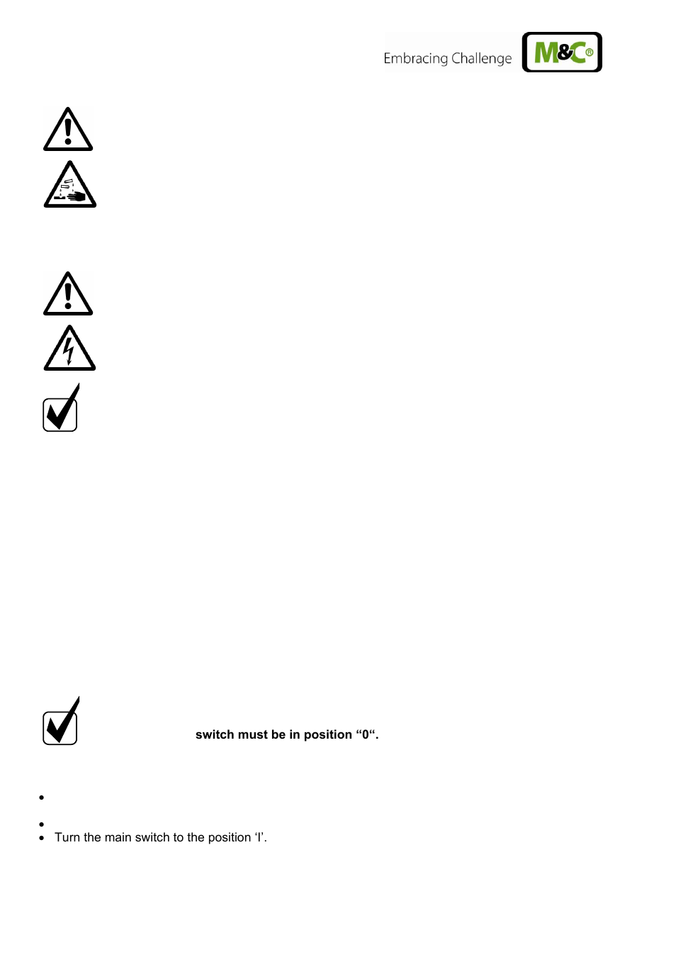 Electrical connections, Starting | M&C TechGroup CSS-M Operator's manual User Manual | Page 12 / 25