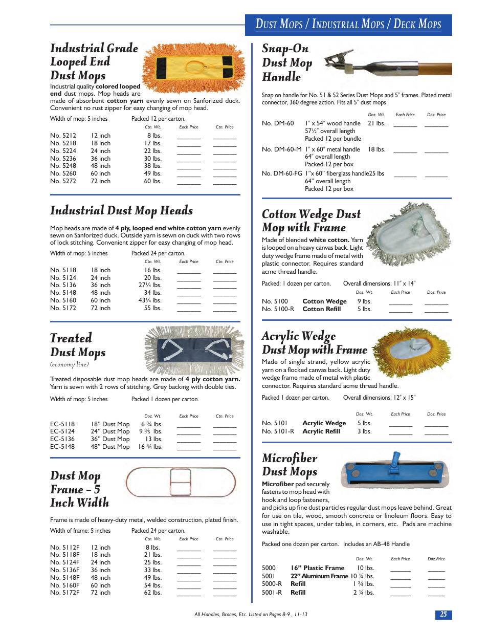 Treated, Snap-on dust mop handle, Cotton wedge dust mop with frame | Acrylic wedge dust mop with frame, Microfiber dust mops, Industrial grade looped end dust mops, Industrial dust mop heads, Dust mops, Dust mop frame – 5 inch width, Ndustrial | Magnolia Brush Catalog User Manual | Page 25 / 56