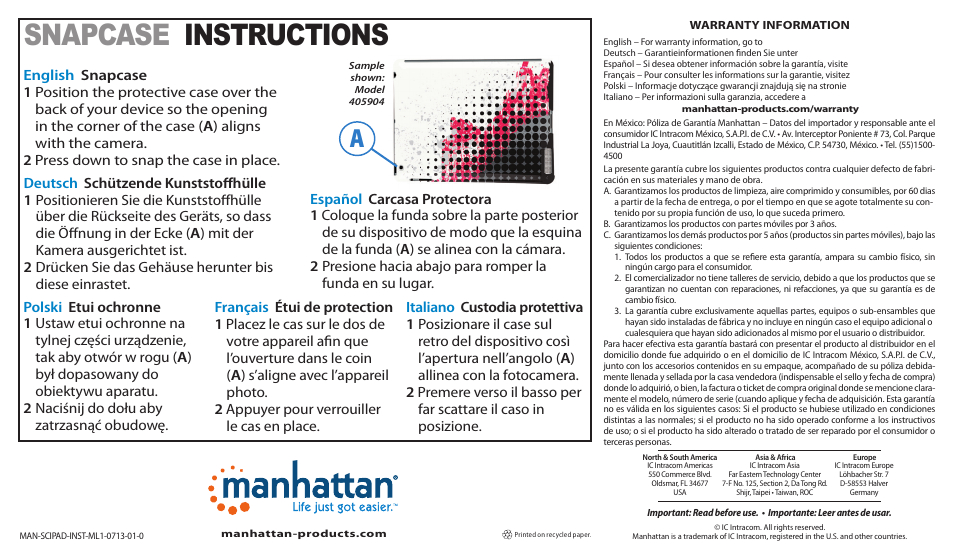Manhattan 405966 Signature Collection - Quick Install (Multi) User Manual | 1 page