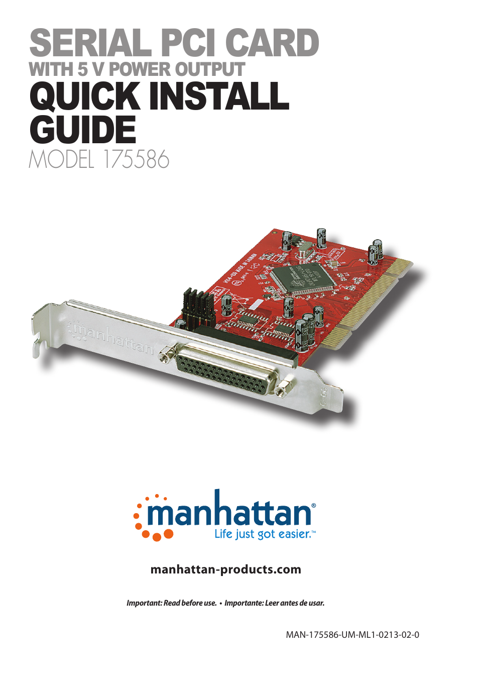 Manhattan 175586 Serial PCI Card - Quick Install (Multi) User Manual | 8 pages