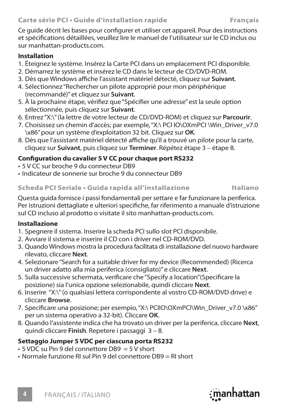 Manhattan 175586 Serial PCI Card - Quick Install (Multi) User Manual | Page 4 / 8