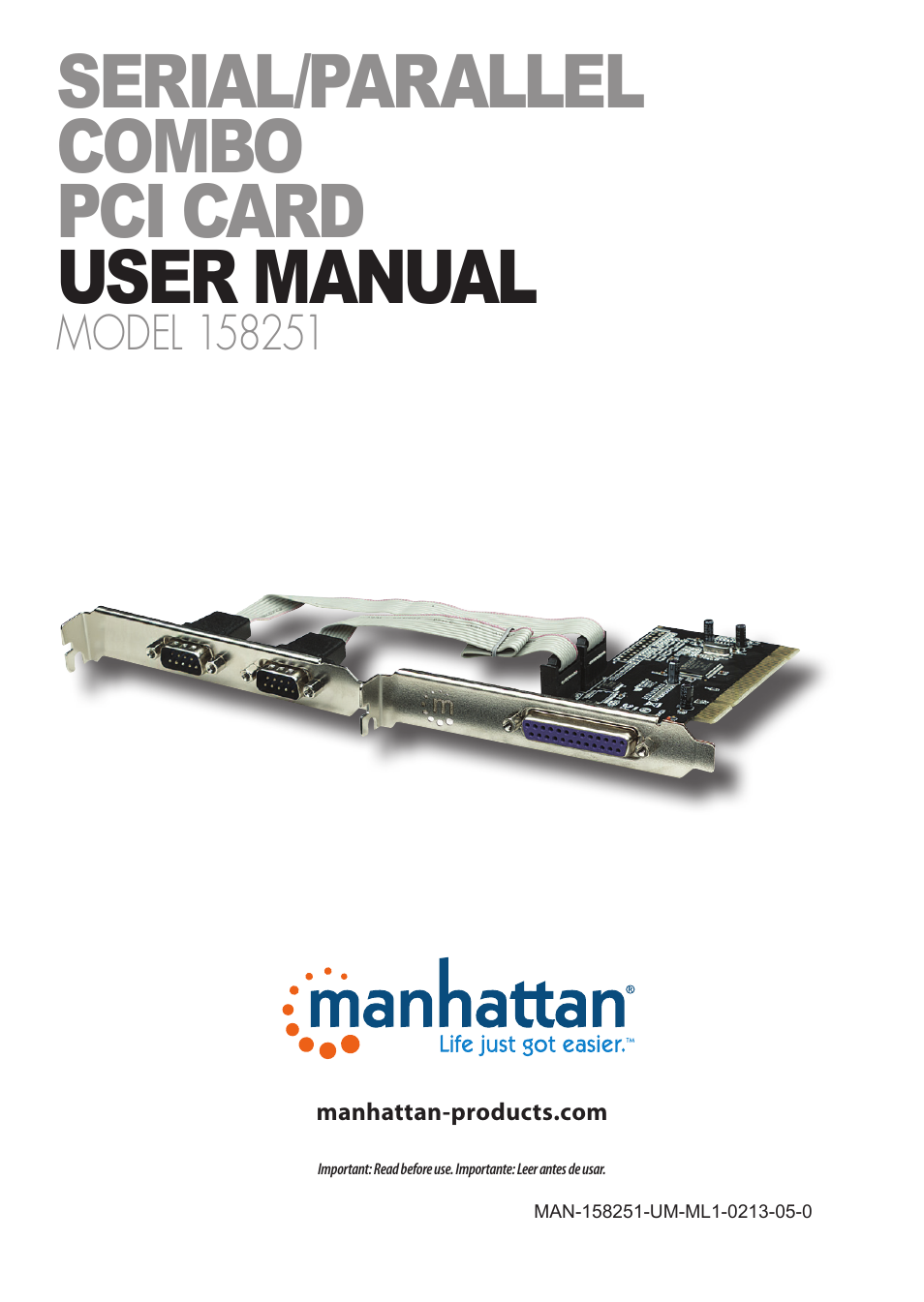 Manhattan 158251 Serial_Parallel Combo PCI Card - Manual (Multi) User Manual | 12 pages