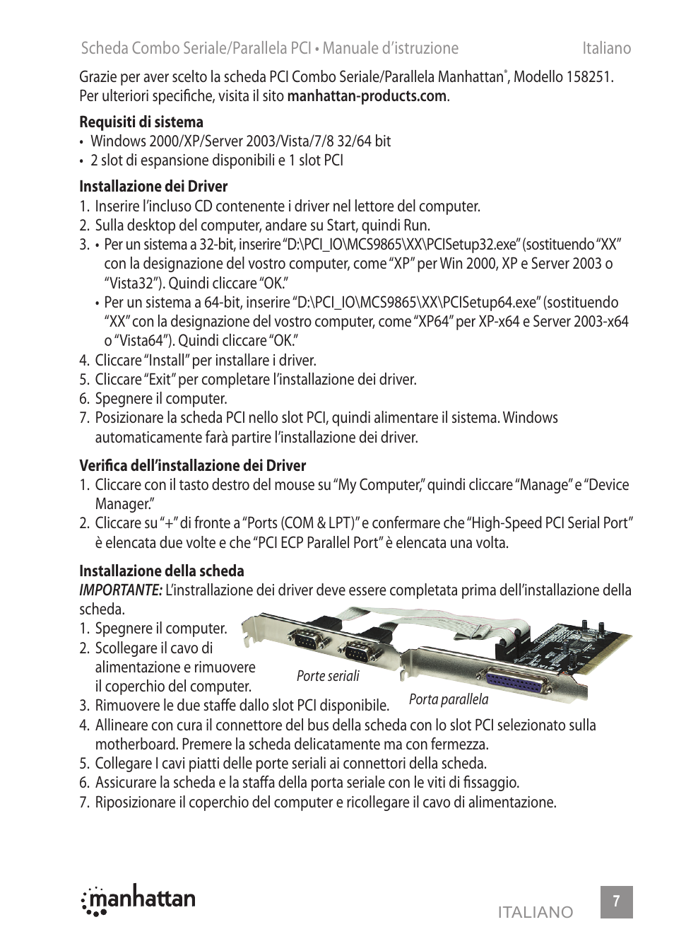 Manhattan 158251 Serial_Parallel Combo PCI Card - Manual (Multi) User Manual | Page 7 / 12