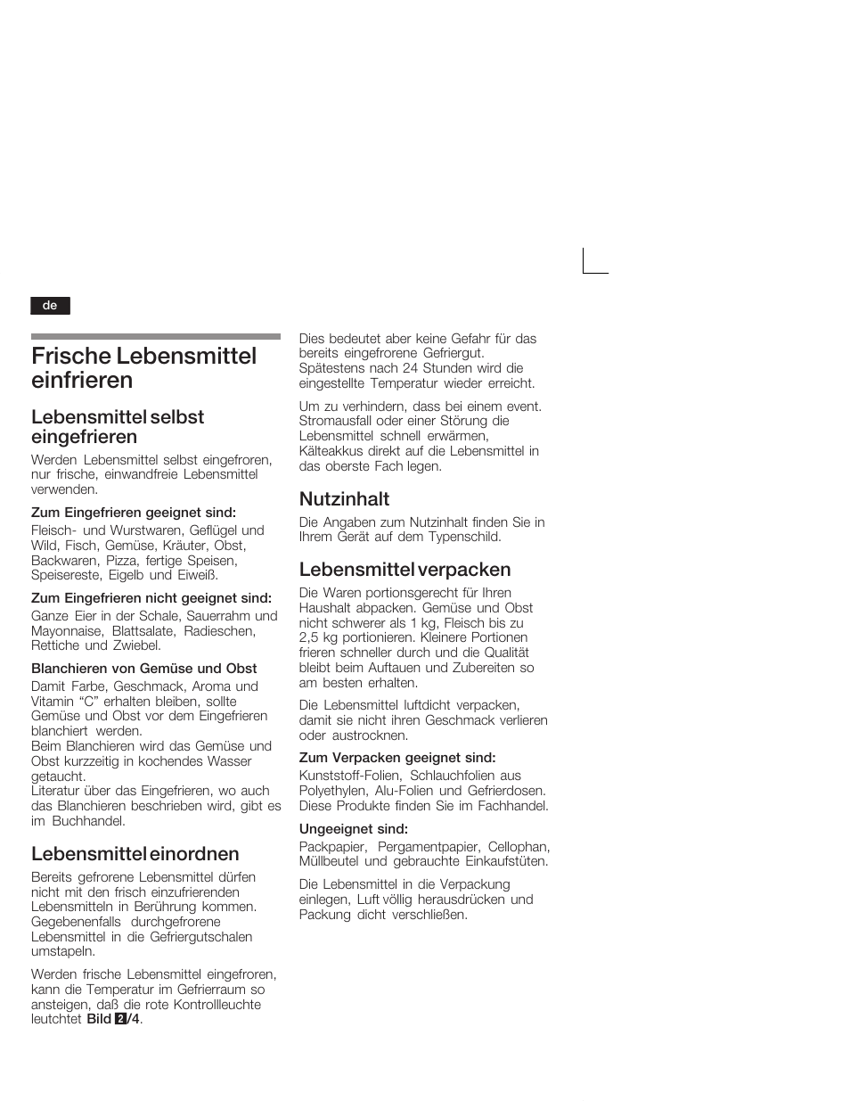Frische lebensmittel einfrieren, Lebensmittel selbst eingefrieren, Lebensmittel einordnen | Nutzinhalt, Lebensmittel verpacken | Siemens GU 15 DA 55 User Manual | Page 10 / 65