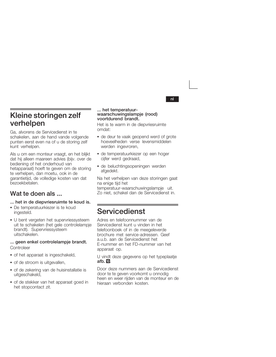 Kleine storingen zelf verhelpen, Servicedienst, Wat te doen als | Siemens GU 15 DA 55 User Manual | Page 61 / 65