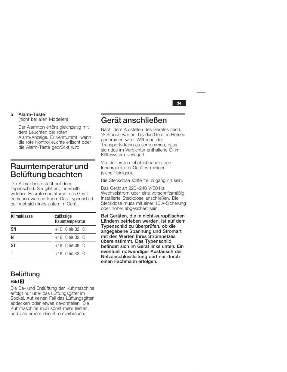 Raumtemperatur und belüftung beachten, Gerät anschließen, Belüftung | Siemens GU 15 DA 55 User Manual | Page 7 / 65