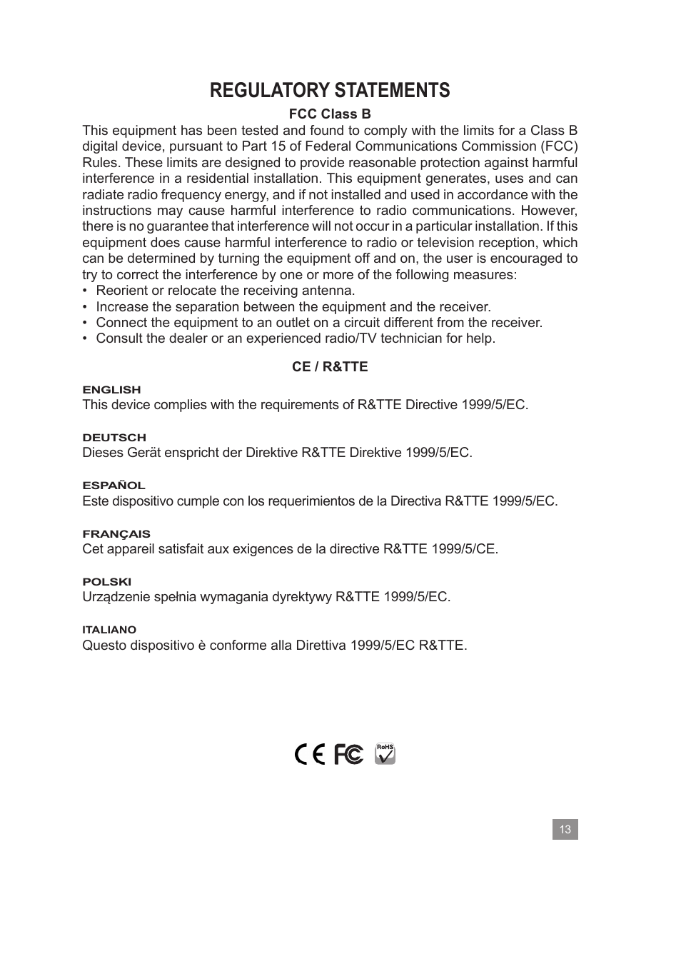 Regulatory statements | Manhattan 172844 Smart Card Reader - Manual User Manual | Page 13 / 14