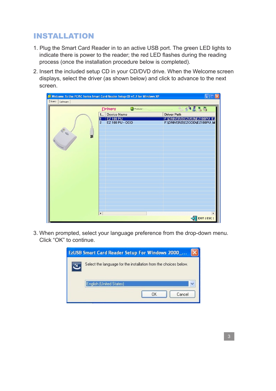 Installation | Manhattan 172844 Smart Card Reader - Manual User Manual | Page 3 / 14