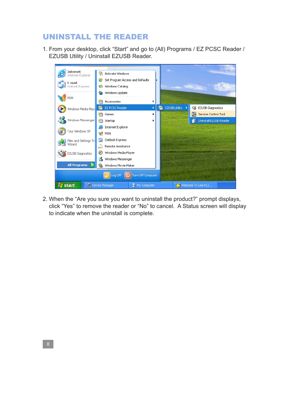 Uninstall the reader | Manhattan 172844 Smart Card Reader - Manual User Manual | Page 8 / 14