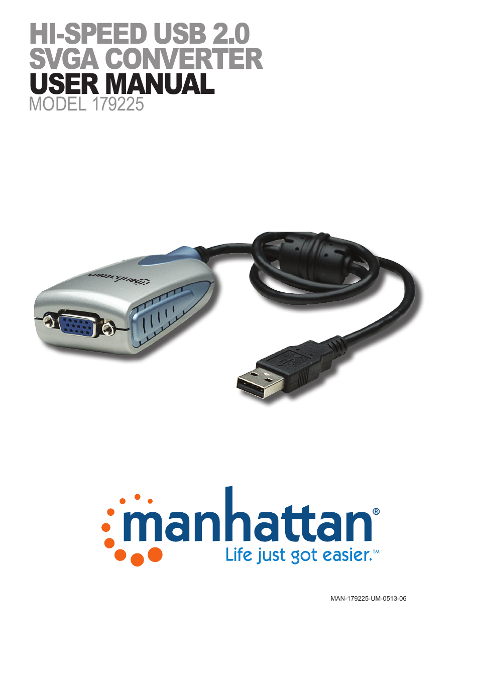Manhattan 179225 Hi-Speed USB 2.0 SVGA Converter - Manual User Manual | 20 pages