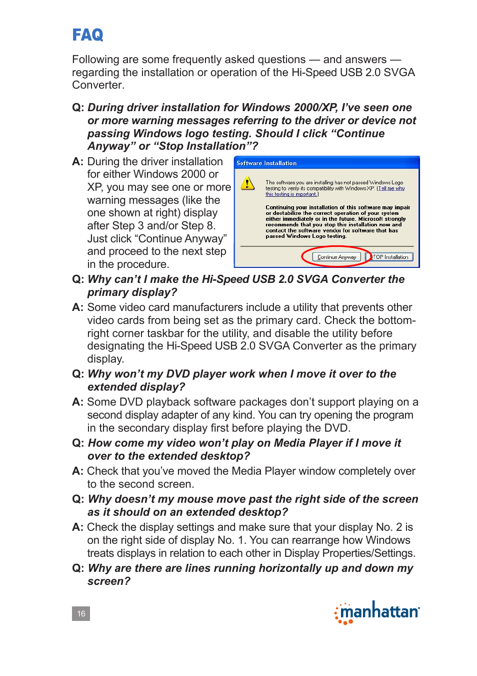 Manhattan 179225 Hi-Speed USB 2.0 SVGA Converter - Manual User Manual | Page 16 / 20