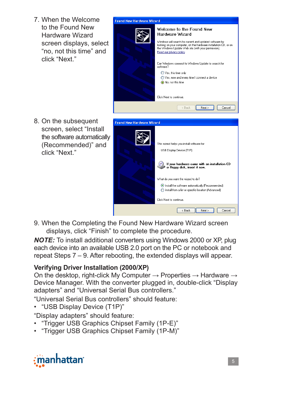 Manhattan 179225 Hi-Speed USB 2.0 SVGA Converter - Manual User Manual | Page 5 / 20