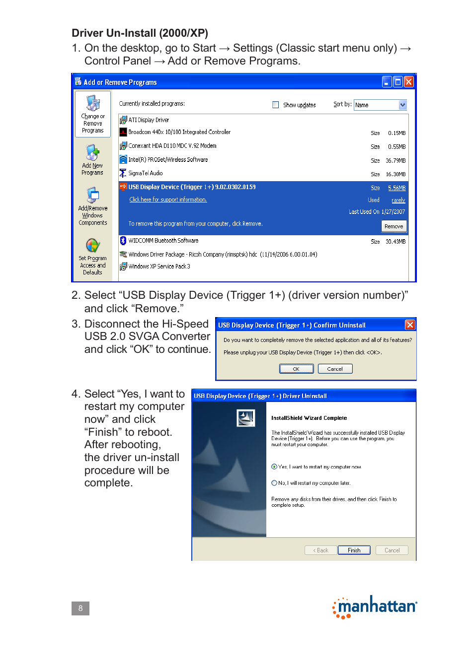 Manhattan 179225 Hi-Speed USB 2.0 SVGA Converter - Manual User Manual | Page 8 / 20