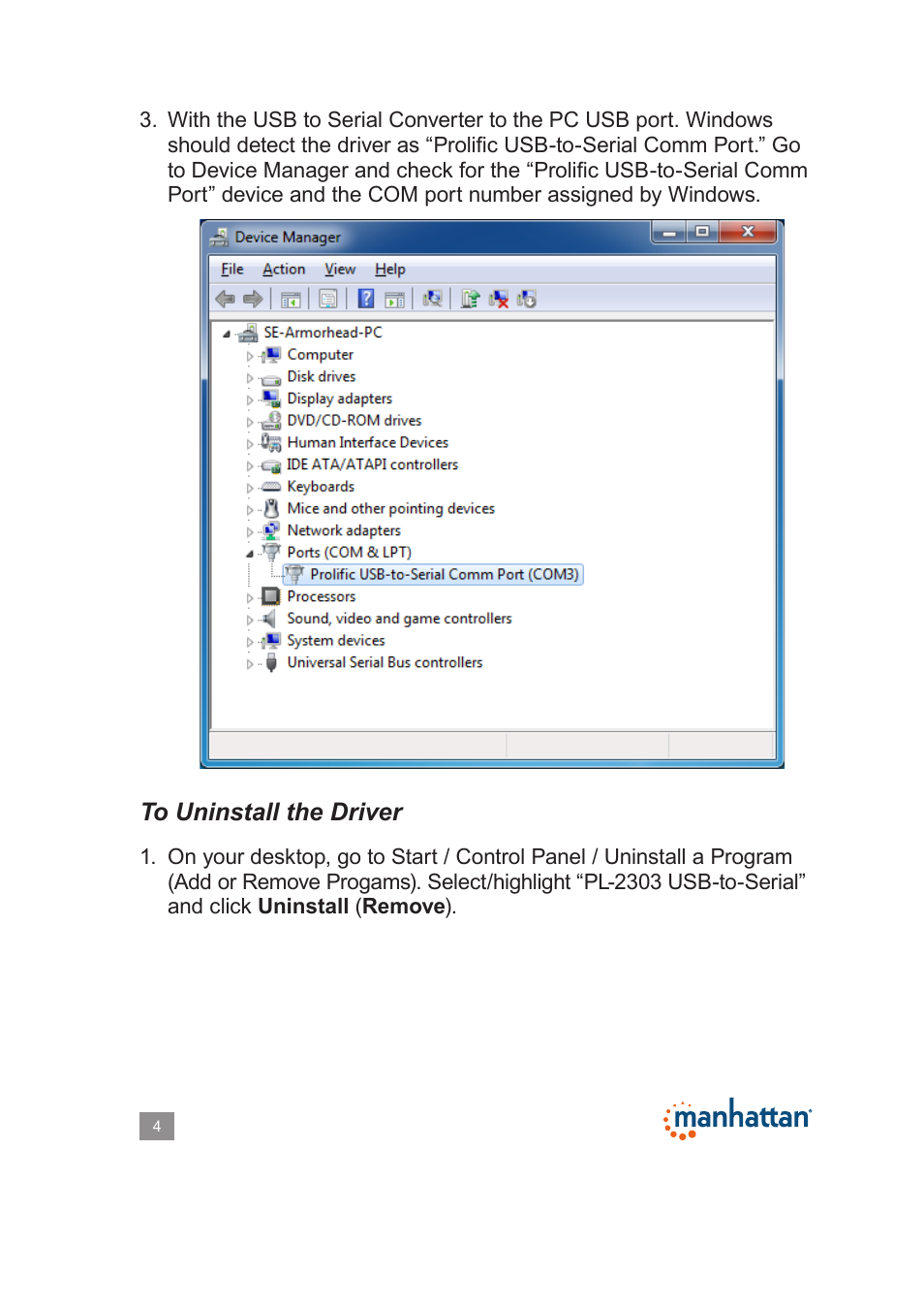 Manhattan 205146 USB to Serial Converter - Manual User Manual | Page 4 / 8