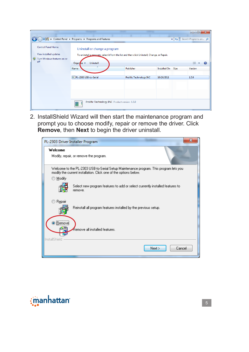 Manhattan 205146 USB to Serial Converter - Manual User Manual | Page 5 / 8