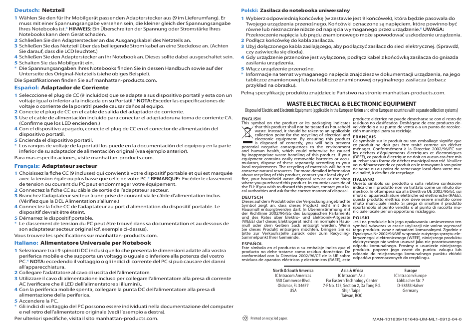 Manhattan 101639 Universal Notebook Power Adapter - Quick Install (Multi) User Manual | Page 2 / 2