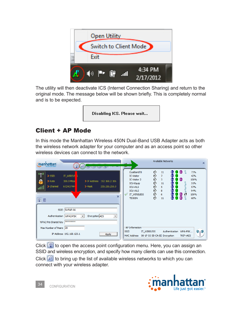 Client + ap mode | Manhattan 525510 Range+ 150N Wireless Adapter - Manual User Manual | Page 34 / 40