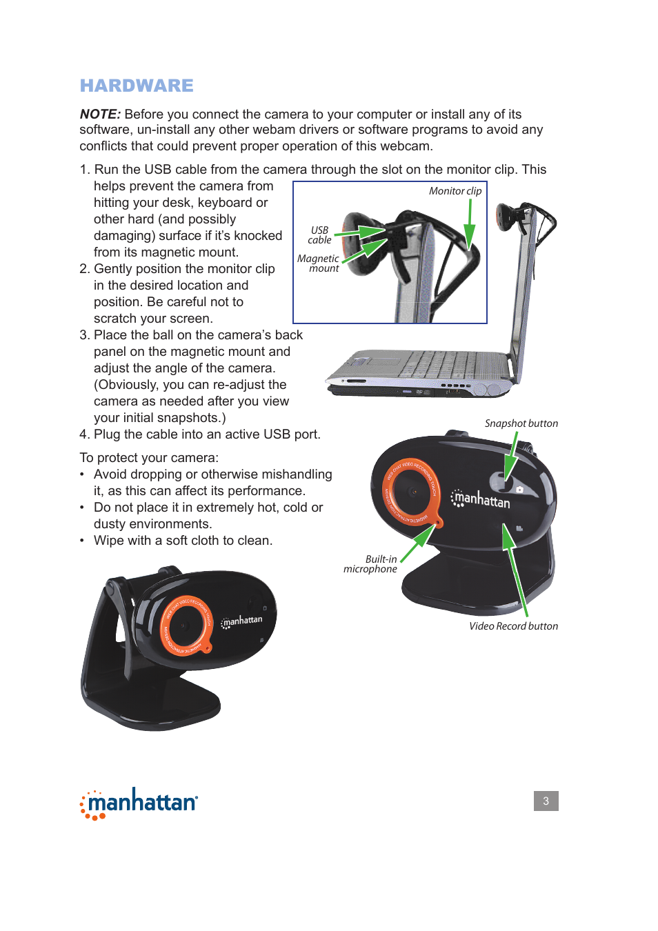 Manhattan 460545 Widescreen HD Webcam 860 Pro - Manual User Manual | Page 3 / 12