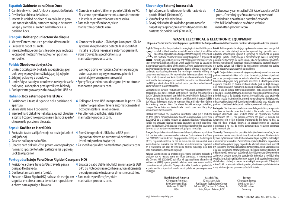 Manhattan 130042 Drive Enclosure - Quick Install (Multi) User Manual | Page 2 / 2