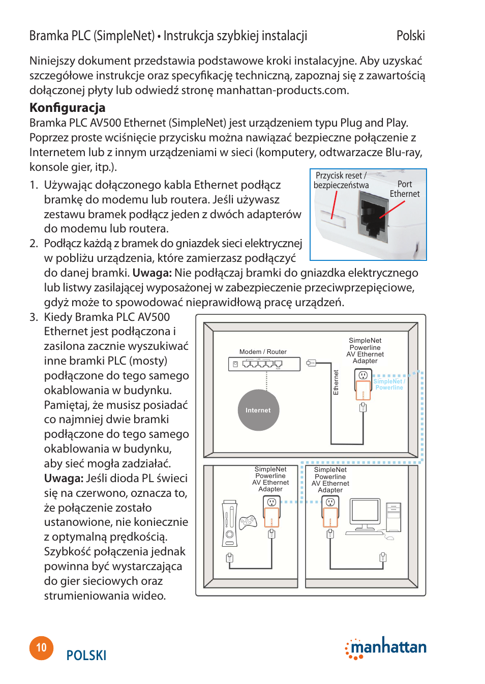 Polski, Konfiguracja | Manhattan 506663 SimpleNet - Quick Install (Multi) User Manual | Page 10 / 16
