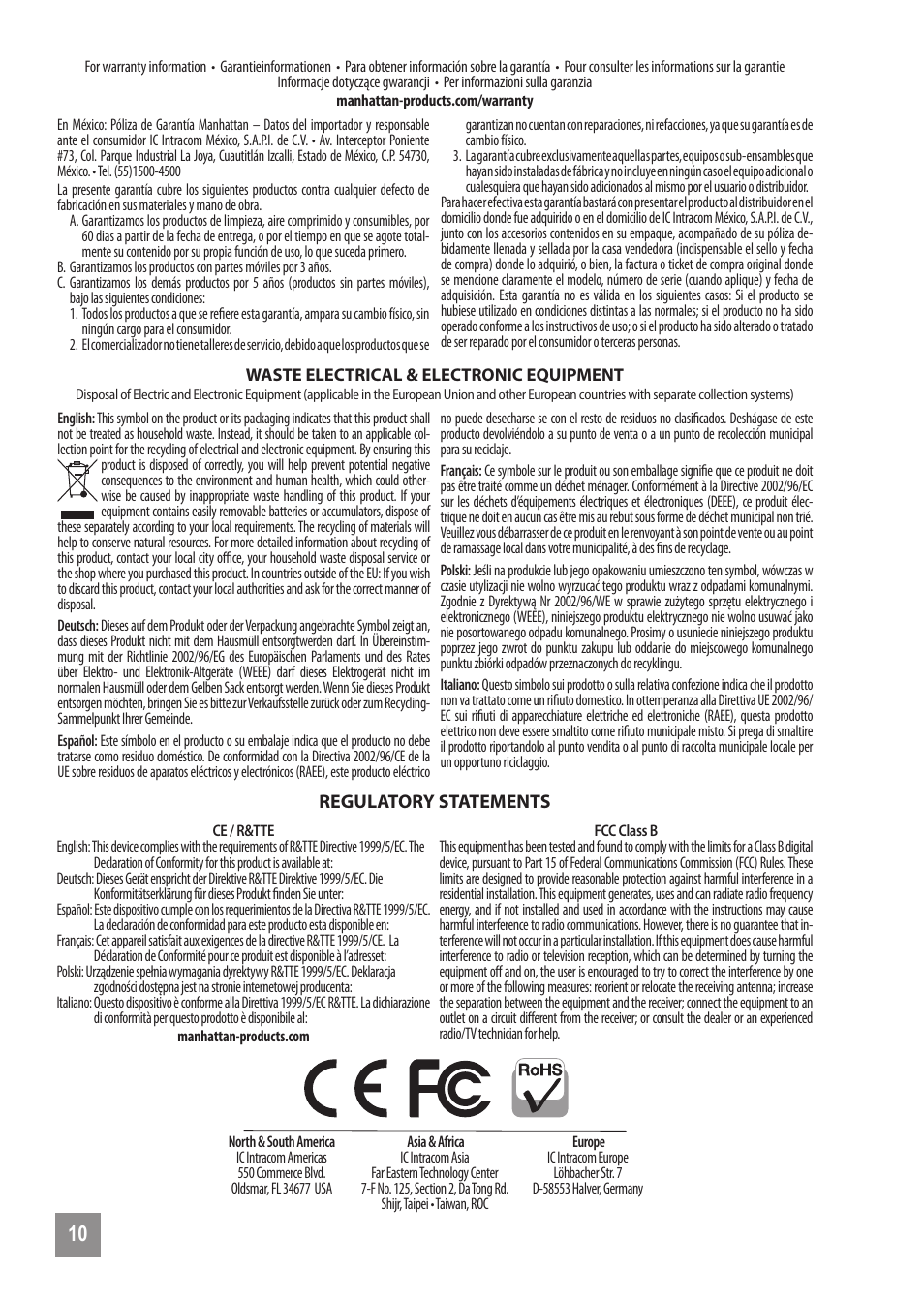 Manhattan 178167 Fusion Wireless Headphones - Quick Install (Multi) User Manual | Page 10 / 12