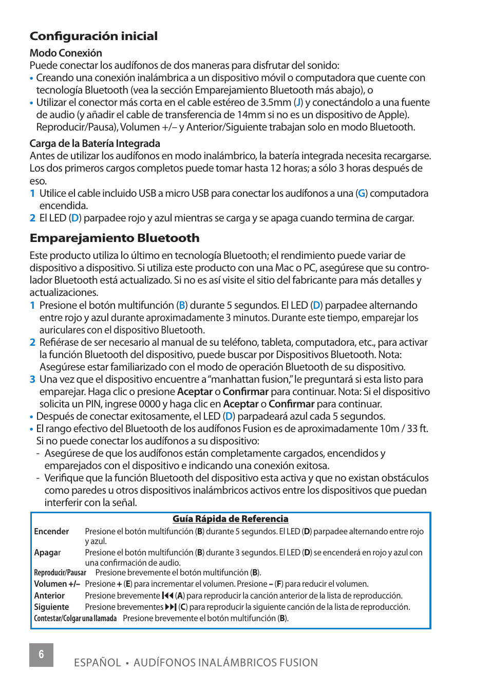Manhattan 178167 Fusion Wireless Headphones - Quick Install (Multi) User Manual | Page 6 / 12