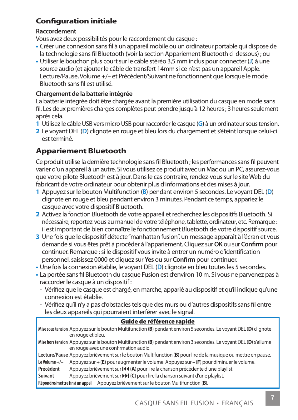 Manhattan 178167 Fusion Wireless Headphones - Quick Install (Multi) User Manual | Page 7 / 12
