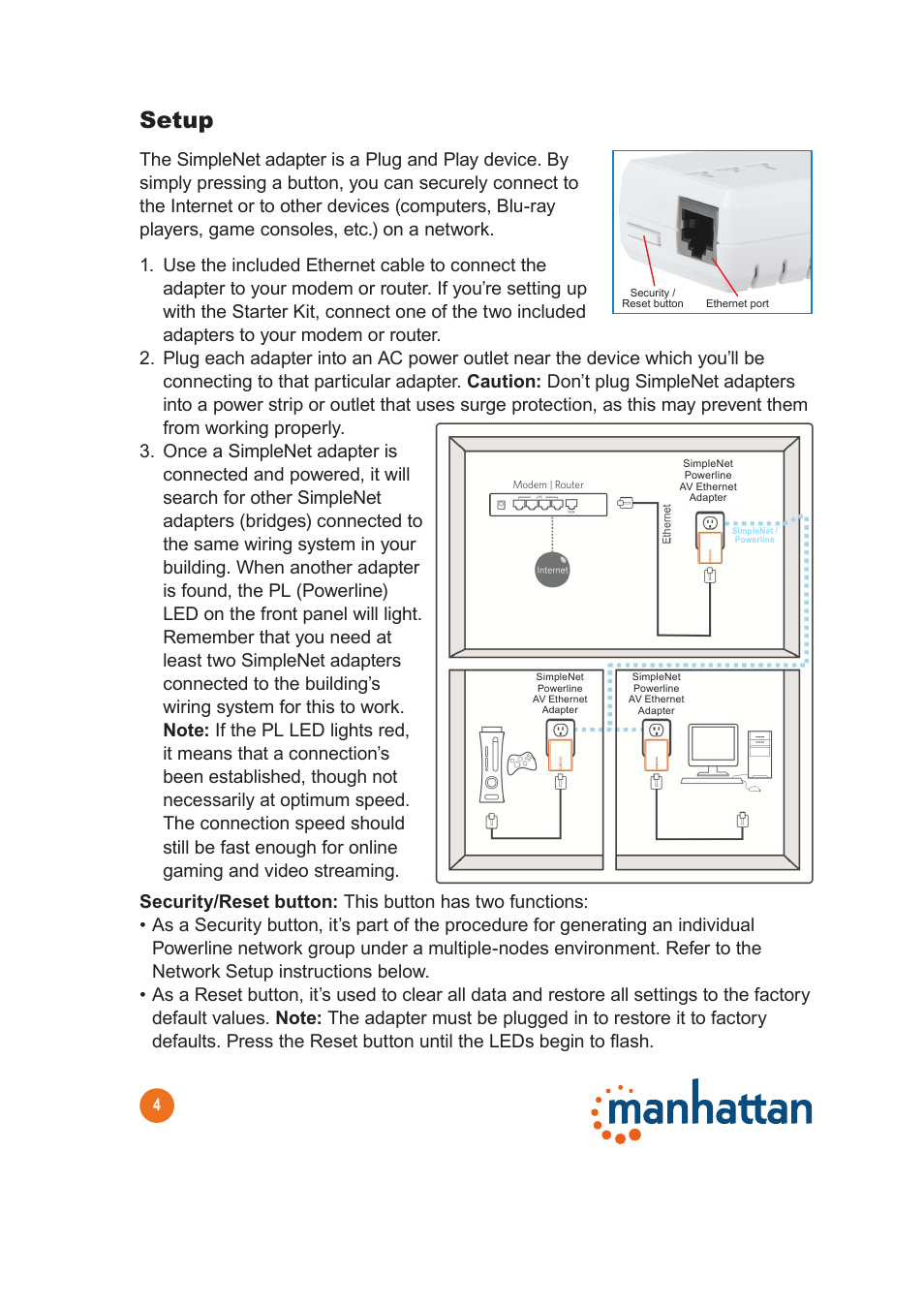 Setup | Manhattan 506663 SimpleNet - Manual User Manual | Page 4 / 12